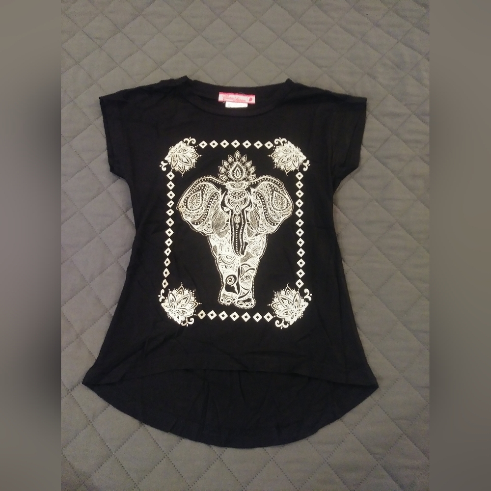 Elephant Graphic Kids Tee in Black